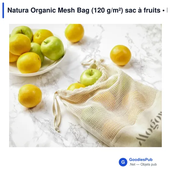 Sac à fruits personnalisable en coton organique - Natura Organic Mesh Bagavec logo - Image 8