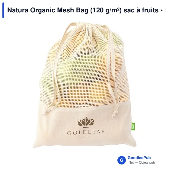 Sac à fruits personnalisable en coton organique - Natura Organic Mesh Bagavec logo - Image 10
