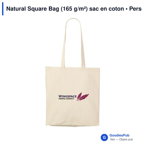 Sac shopping personnalisable en coton avec logo - Natural Square Bag - Image 3