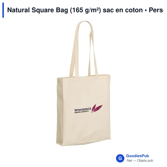 Sac shopping personnalisable en coton avec logo - Natural Square Bag - Image 4