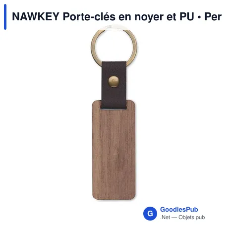 NAWKEY Porte-clés en noyer et PU