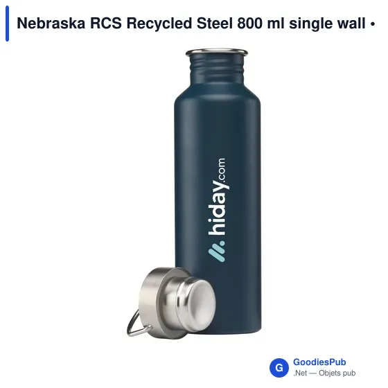 Gourde personnalisable en acier inoxydable recyclé avec logo - Nebraska RCS - Image 2