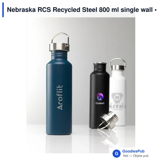 Gourde personnalisable en acier inoxydable recyclé avec logo - Nebraska RCS - Image 5