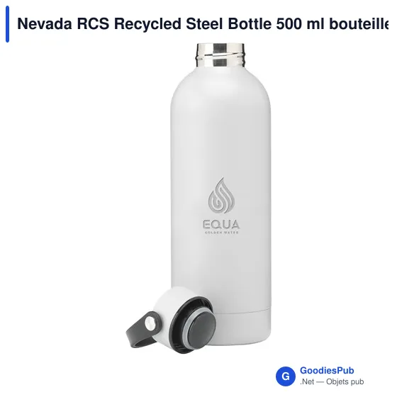 Bouteille isotherme personnalisable en acier inoxydable recyclé - Nevada RCSavec logo - Image 1