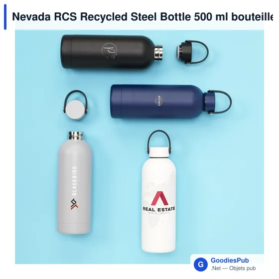 Bouteille isotherme personnalisable en acier inoxydable recyclé - Nevada RCSavec logo - Image 11