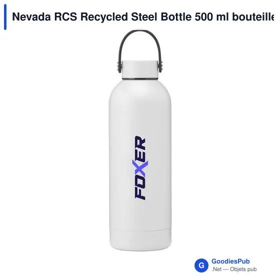 Bouteille isotherme personnalisable en acier inoxydable recyclé - Nevada RCSavec logo - Image 6