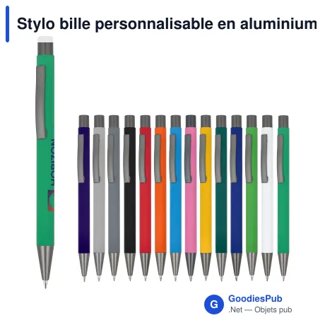 Stylo bille personnalisable en aluminium recyclé soft touch encre bleue - New York