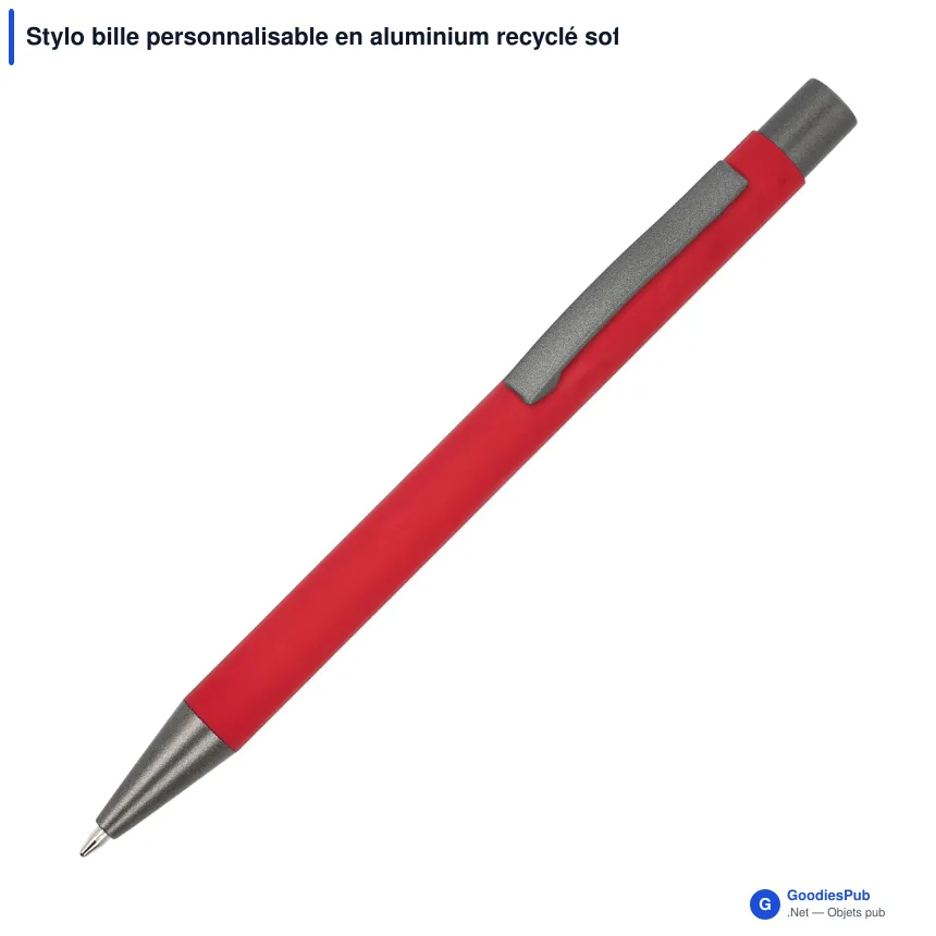 Stylo bille personnalisable en aluminium recyclé soft touch encre bleue - New York - Image 11