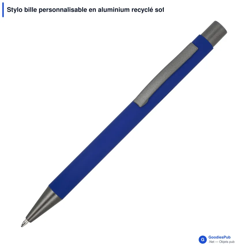 Stylo bille personnalisable en aluminium recyclé soft touch encre bleue - New York - Image 5