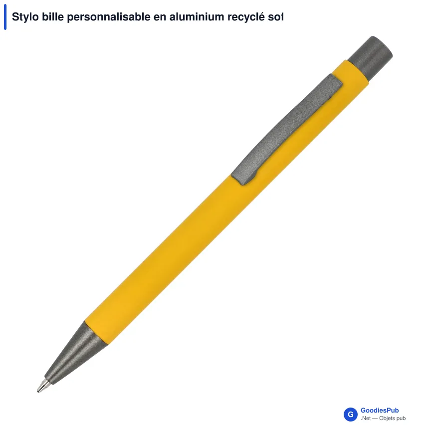 Stylo bille personnalisable en aluminium recyclé soft touch encre bleue - New York - Image 9
