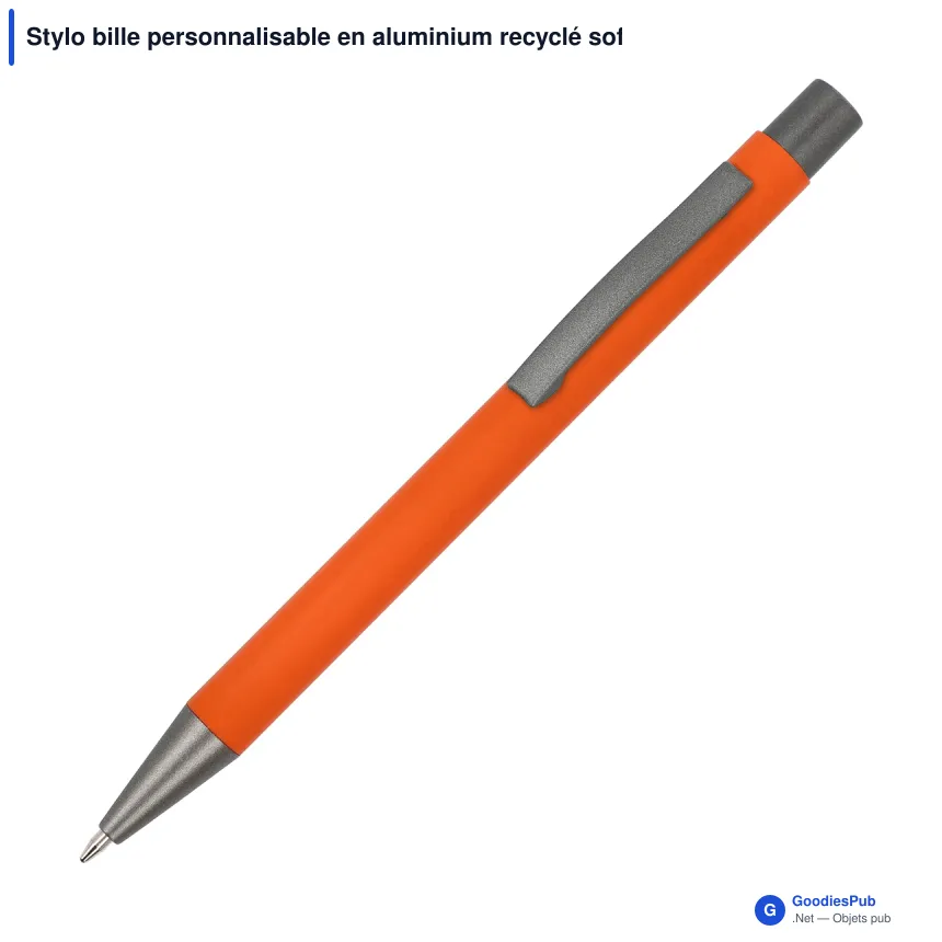 Stylo bille personnalisable en aluminium recyclé soft touch encre noire - New York - Image 11