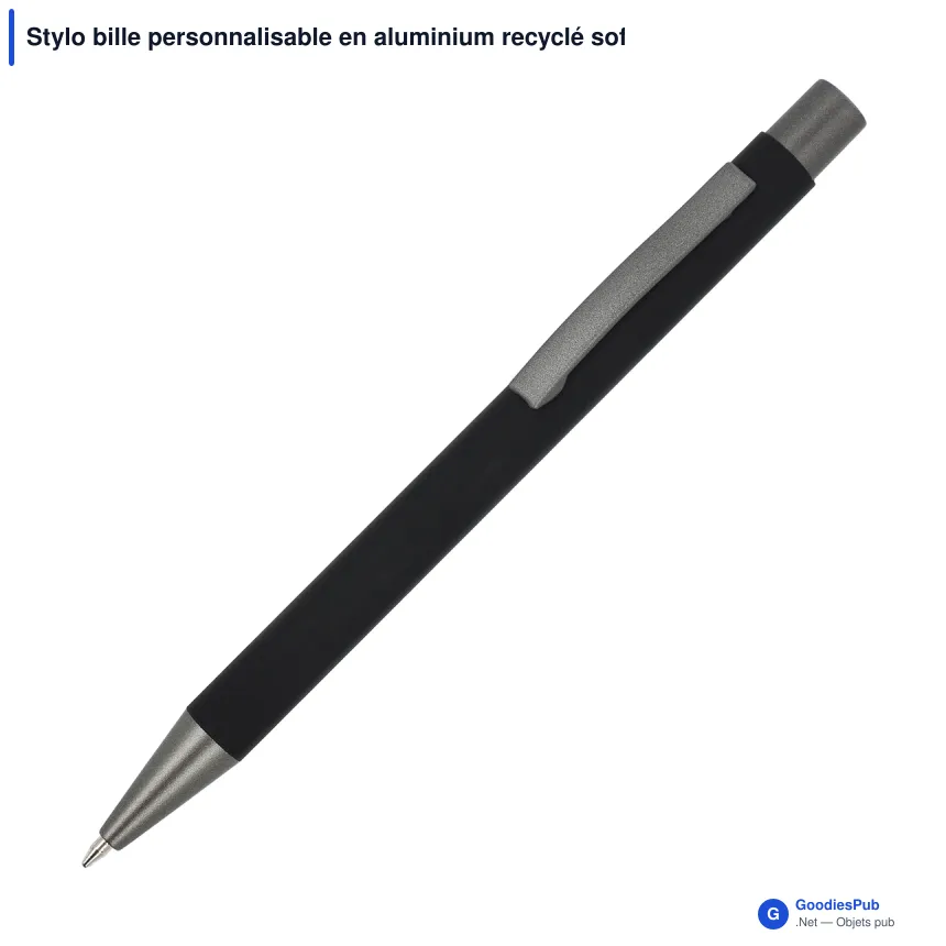 Stylo bille personnalisable en aluminium recyclé soft touch encre noire - New York - Image 12