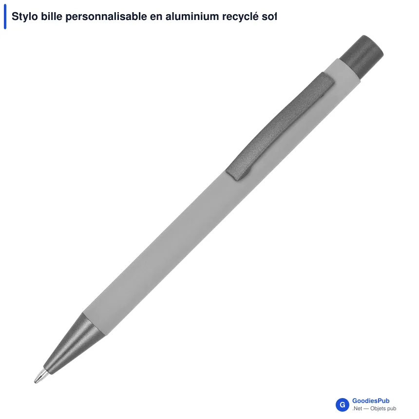 Stylo bille personnalisable en aluminium recyclé soft touch encre noire - New York - Image 3