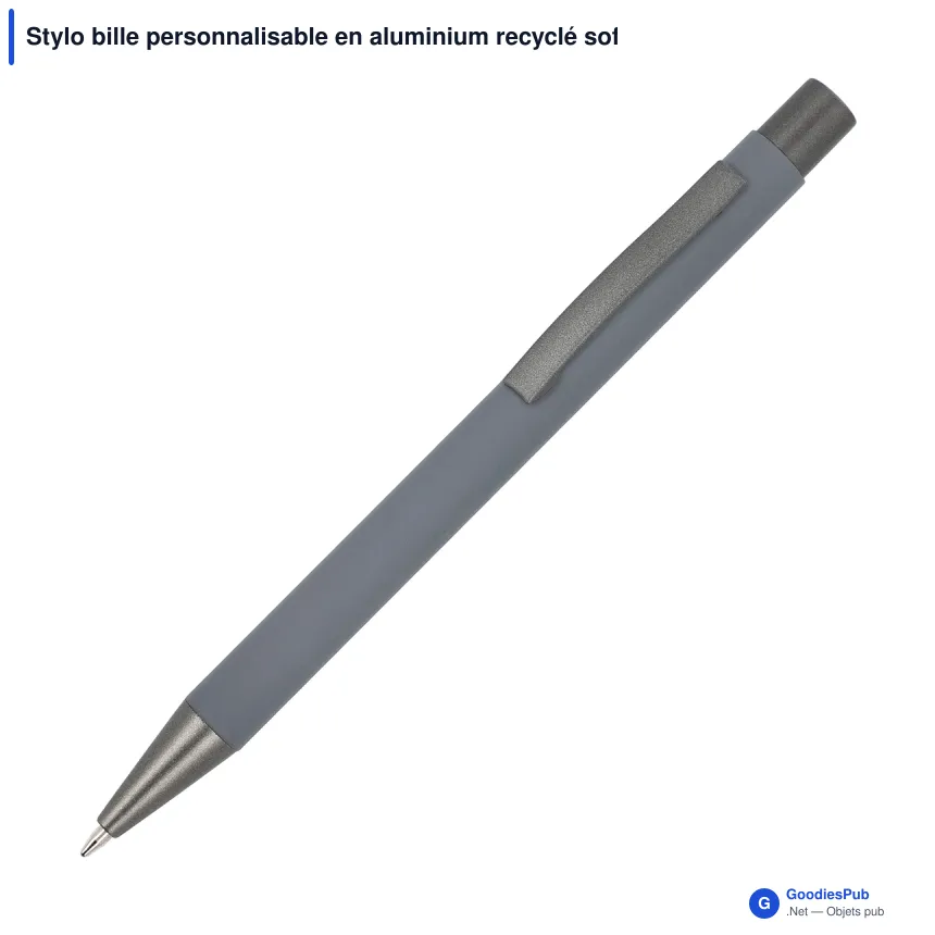 Stylo bille personnalisable en aluminium recyclé soft touch encre noire - New York - Image 4