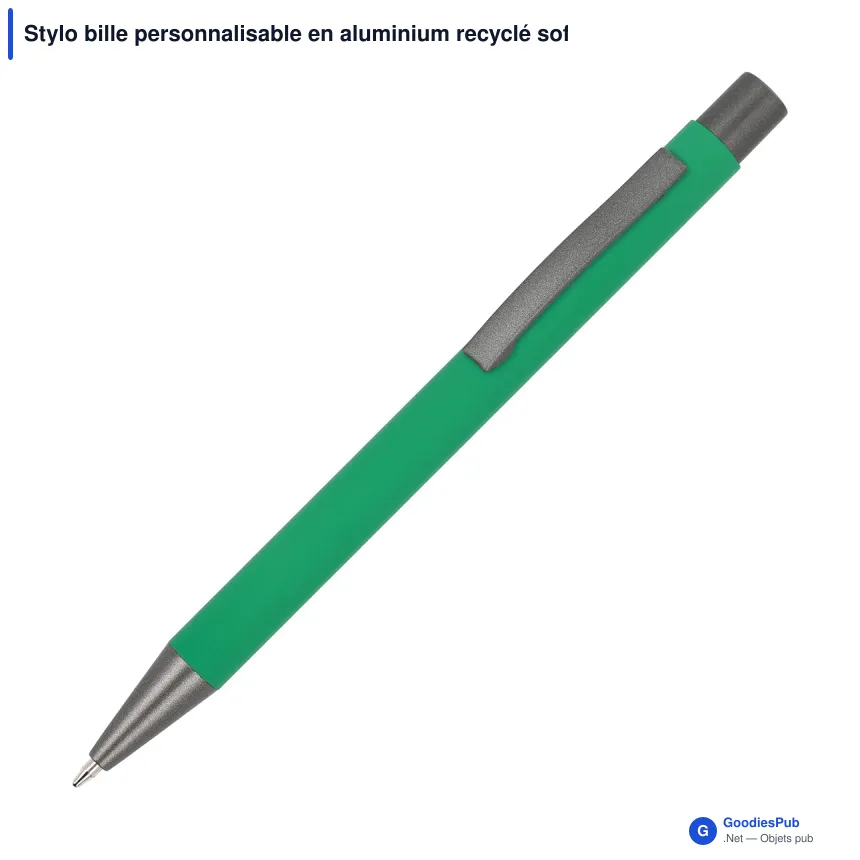 Stylo bille personnalisable en aluminium recyclé soft touch encre noire - New York - Image 6