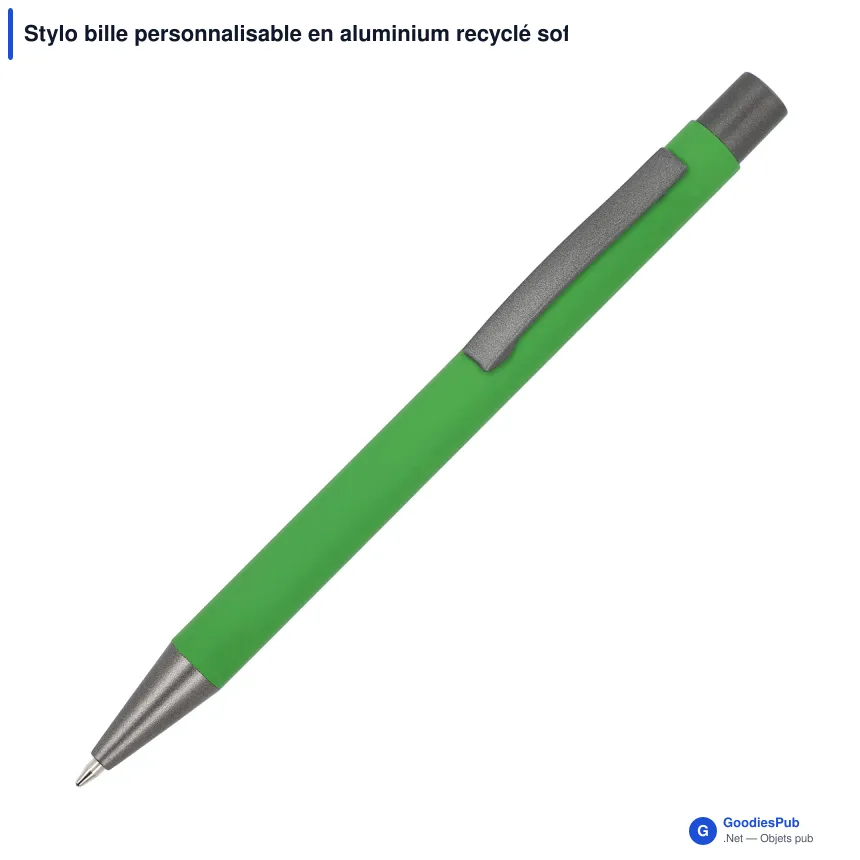 Stylo bille personnalisable en aluminium recyclé soft touch encre noire - New York - Image 7