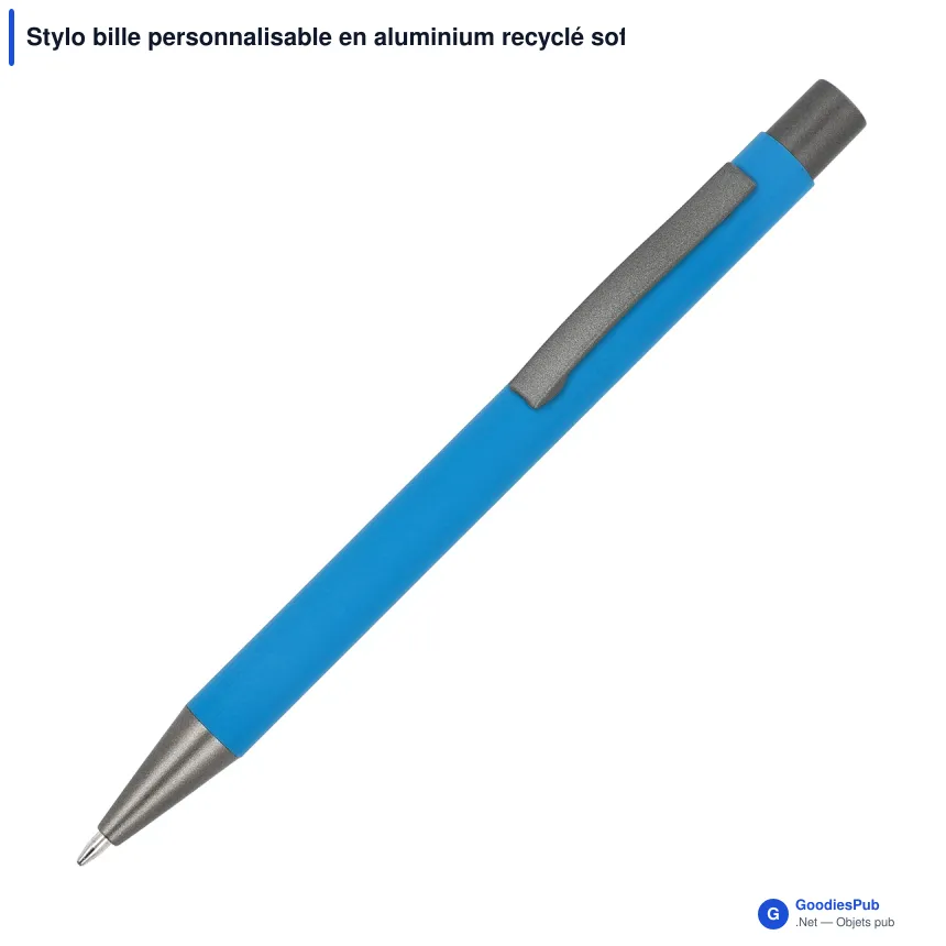 Stylo bille personnalisable en aluminium recyclé soft touch encre noire - New York - Image 8