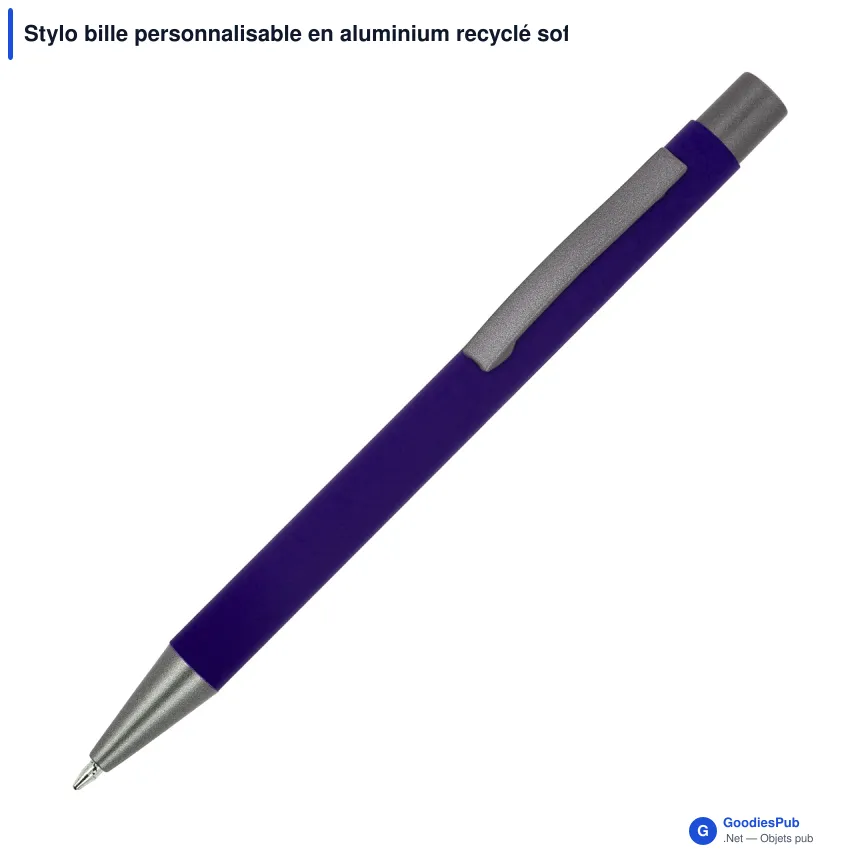 Stylo bille personnalisable en aluminium recyclé soft touch encre noire - New York - Image 9