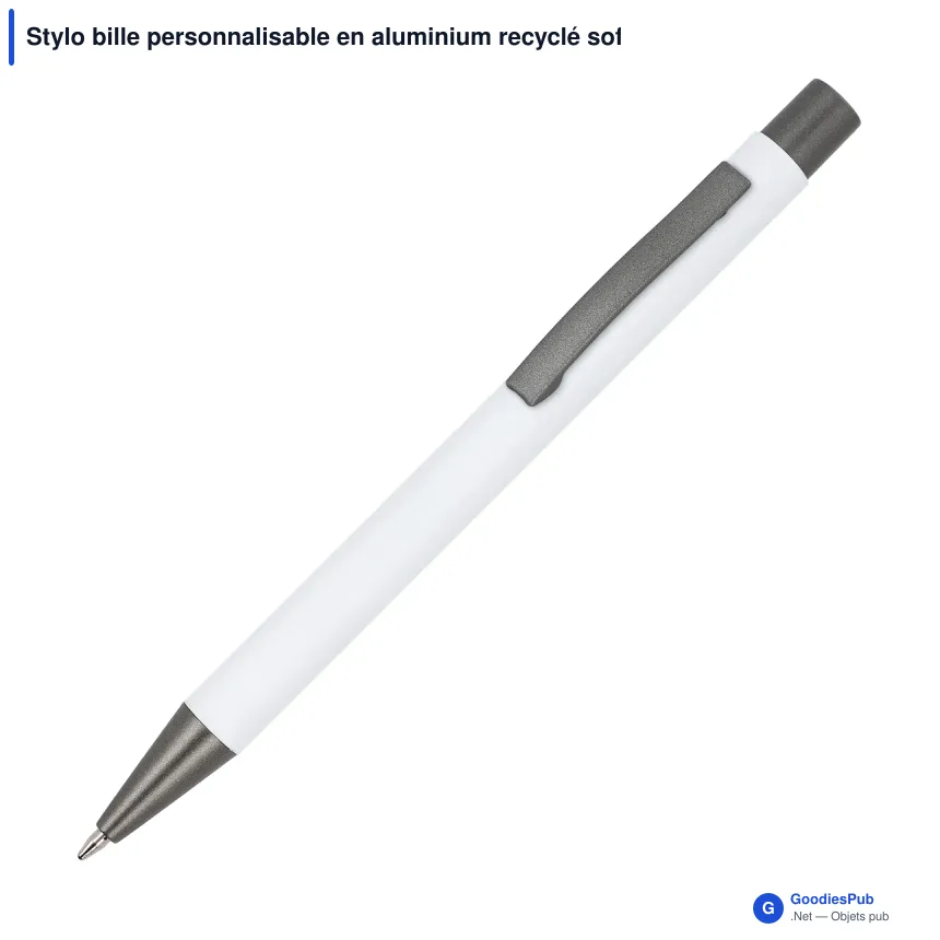 Stylo bille personnalisable en aluminium recyclé soft touch encre noire - New York - Image 10