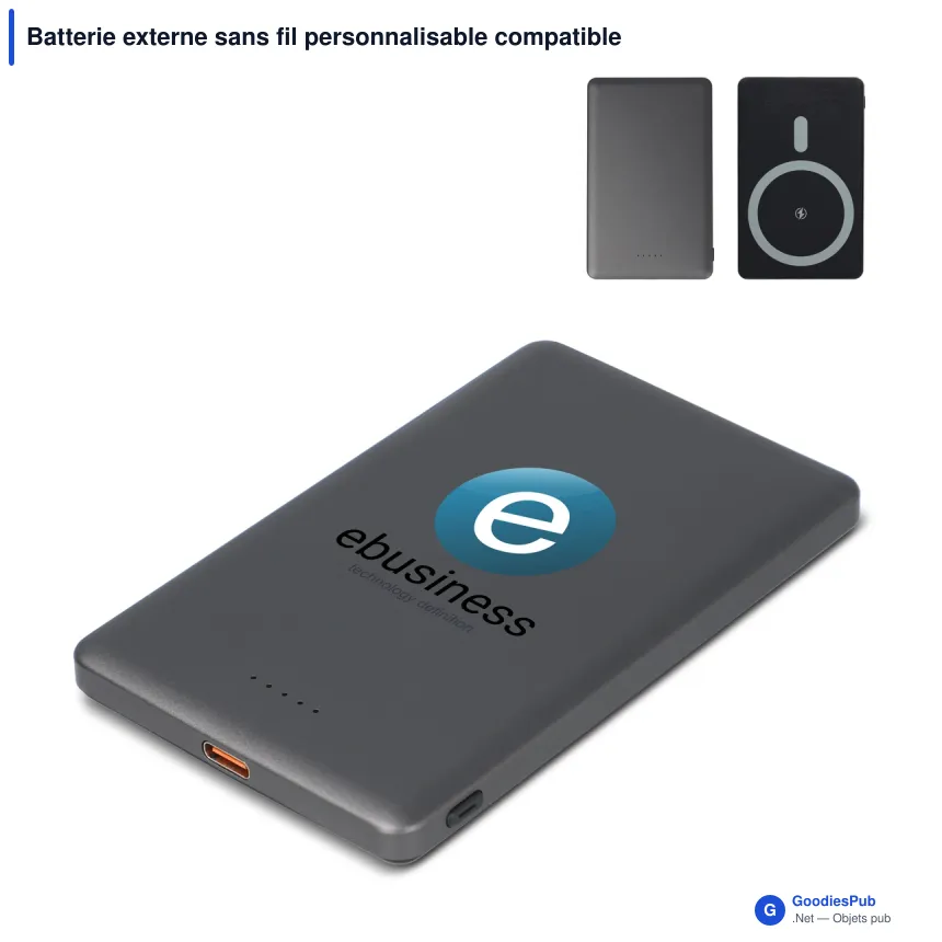 Batterie externe sans fil personnalisable compatible MagSafe 5000 mAh avec logo - Nexus - Image 1