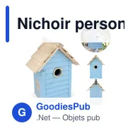 Nichoir personnalisable en bois certifié FSC avec logo - Bleu clair - Miniature 1