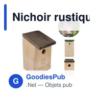 Nichoir rustique personnalisable en bois certifié FSC avec logo - Bois - Miniature 1