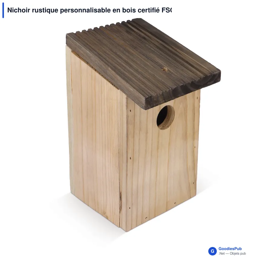 Nichoir rustique personnalisable en bois certifié FSC avec logo - Bois - Image 2