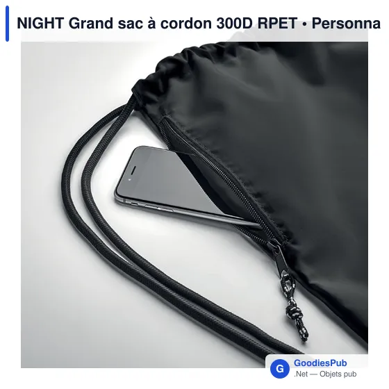 NIGHT Grand sac à cordon 300D RPET - Image 6