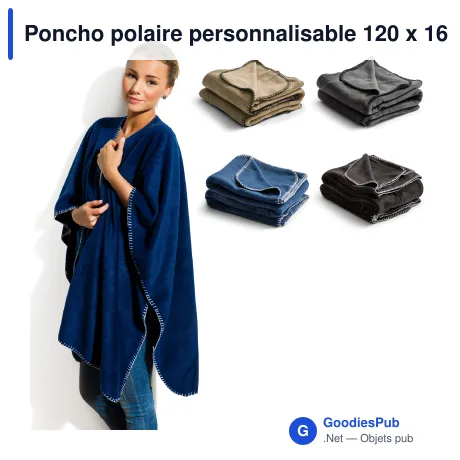Poncho polaire personnalisable 120 x 160 cm avec logo - Nightingale