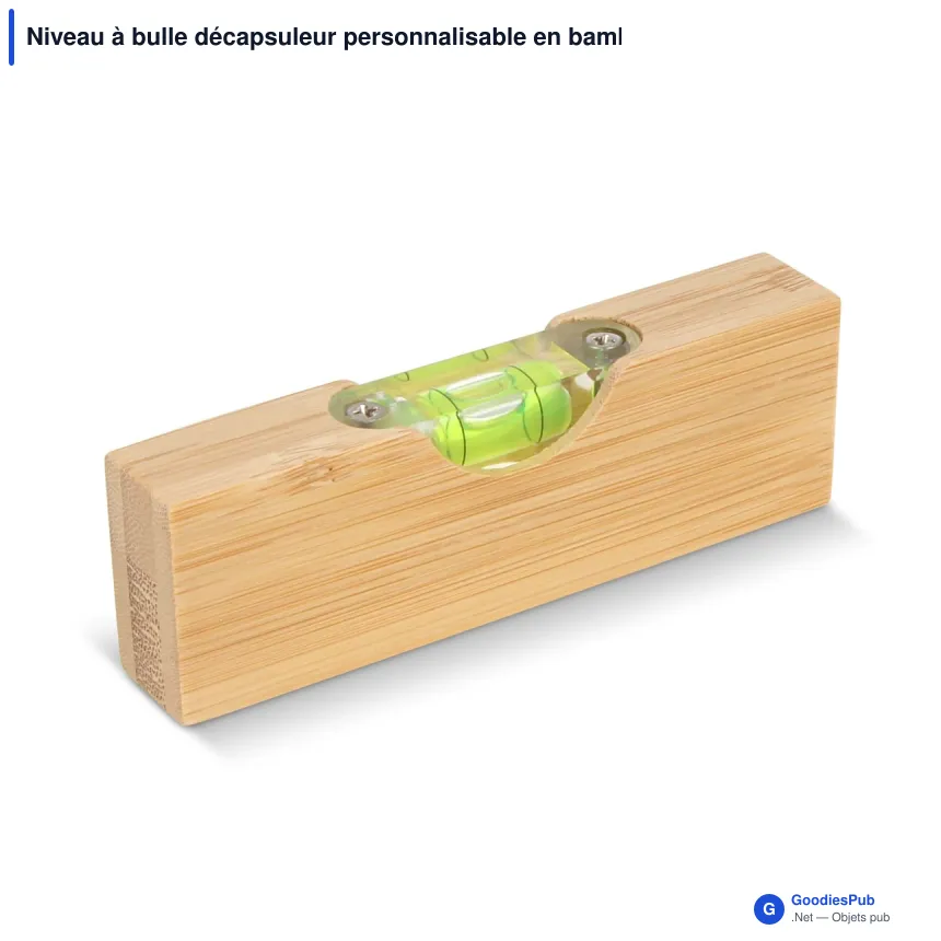 Niveau à bulle décapsuleur personnalisable en bambou avec logo - Bambou - Image 2
