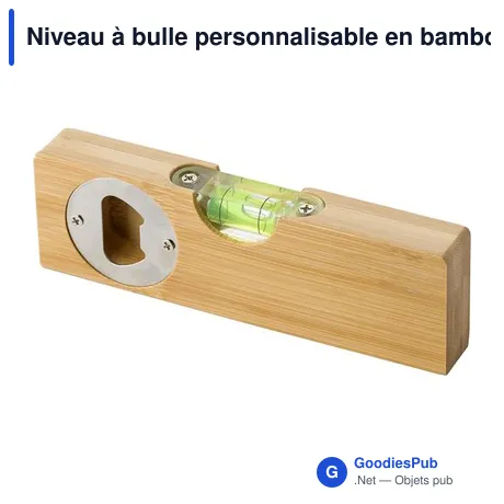 Niveau à bulle personnalisable en bambou avec décapsuleur - Sherryavec logo