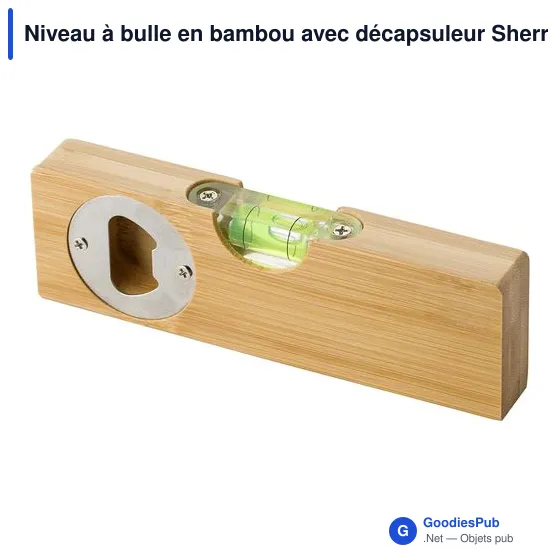 Niveau à bulle personnalisable en bambou avec décapsuleur - Sherryavec logo - Image 1