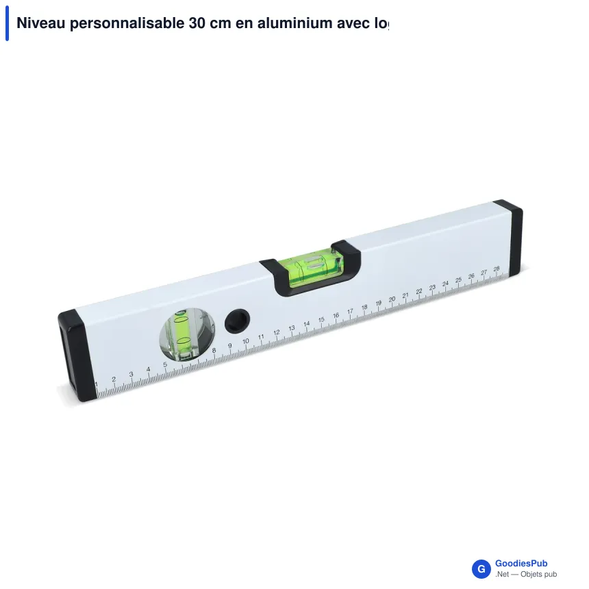Niveau personnalisable 30 cm en aluminium avec logo - Blanc - Image 2
