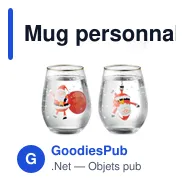 Mug personnalisable avec logo pour entreprises - Set de 2 verres de Noël - Miniature 1