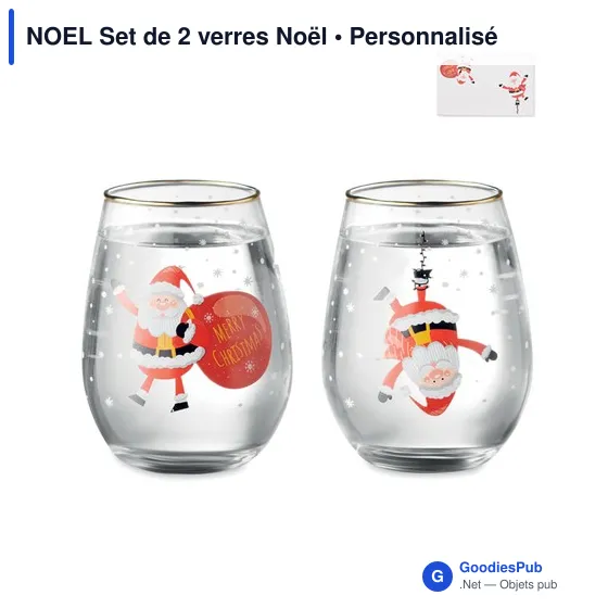 Mug personnalisable avec logo pour entreprises - Set de 2 verres de Noël - Image 1