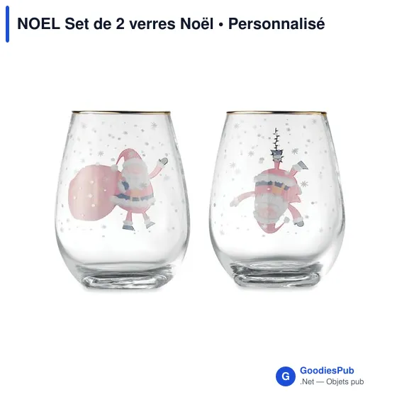 Mug personnalisable avec logo pour entreprises - Set de 2 verres de Noël - Image 2