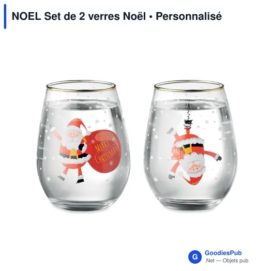 Mug personnalisable avec logo pour entreprises - Set de 2 verres de Noël - Image 3