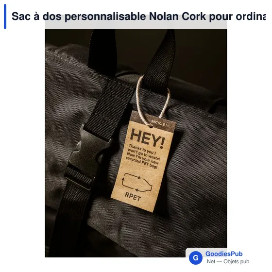 Sac à dos personnalisable Nolan Cork pour ordinateur avec logo - Image 4