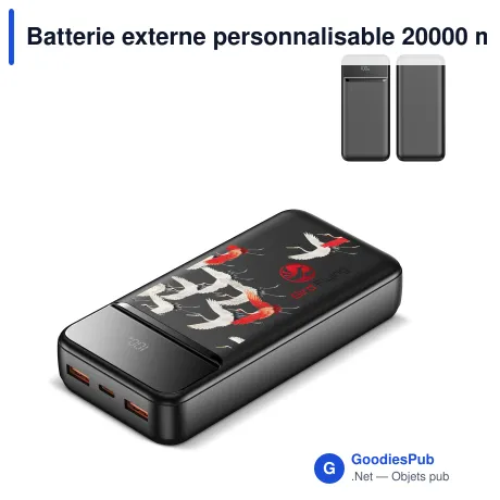 Batterie externe personnalisable 20000 mAh à écran LED avec logo - Nolu