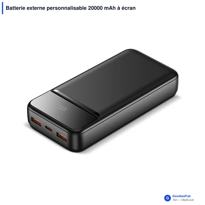 Batterie externe personnalisable 20000 mAh à écran LED avec logo - Nolu - Image 2