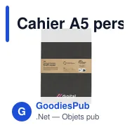 Cahier A5 personnalisable en papier recyclé avec logo - Notebook GRS Washable - Miniature 1