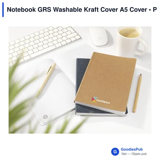 Cahier A5 personnalisable en papier recyclé avec logo - Notebook GRS Washable - Image 4