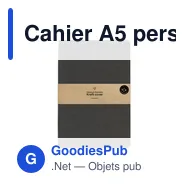 Cahier A5 personnalisable en papier recyclé avec logo - Notebook GRS Washable - Miniature 5