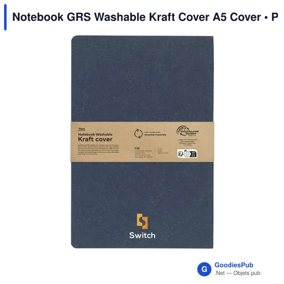 Cahier A5 personnalisable en papier recyclé avec logo - Notebook GRS Washable - Image 6