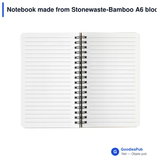Carnet A6 personnalisable en déchets de pierre et bambou avec logo - Image 1