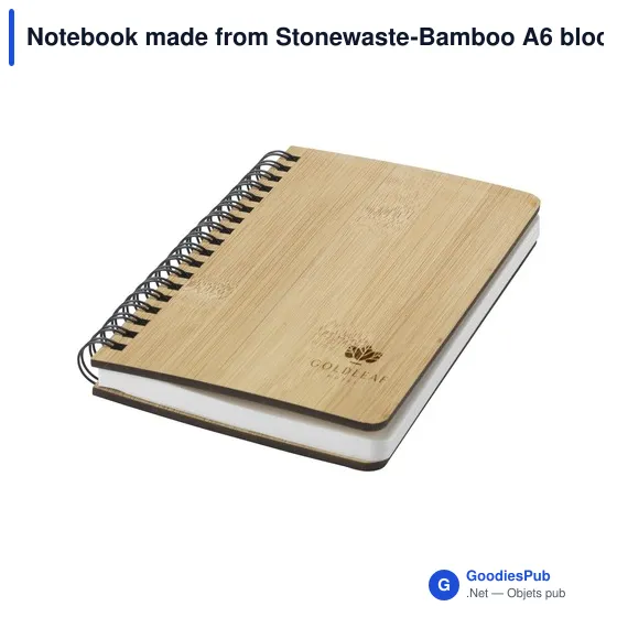 Carnet A6 personnalisable en déchets de pierre et bambou avec logo - Image 5