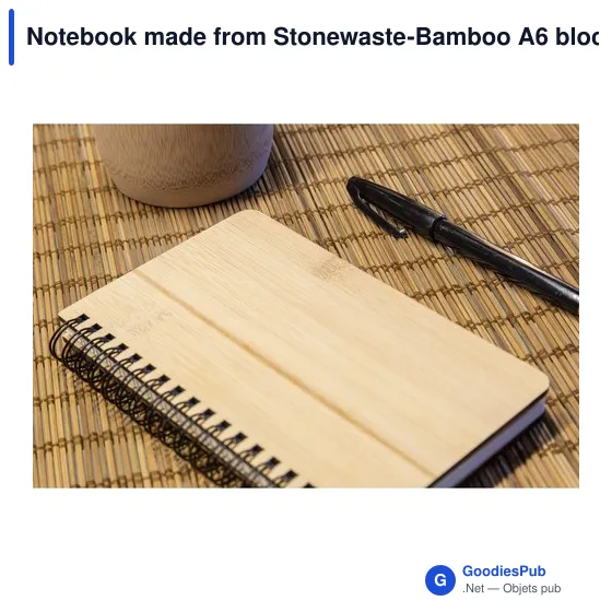 Carnet A6 personnalisable en déchets de pierre et bambou avec logo - Image 6