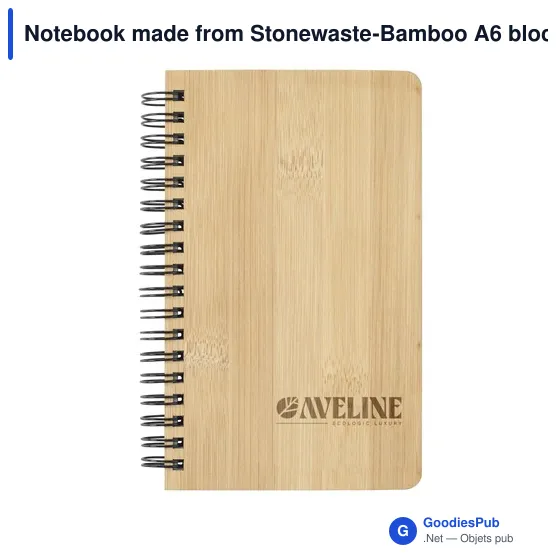 Carnet A6 personnalisable en déchets de pierre et bambou avec logo - Image 7