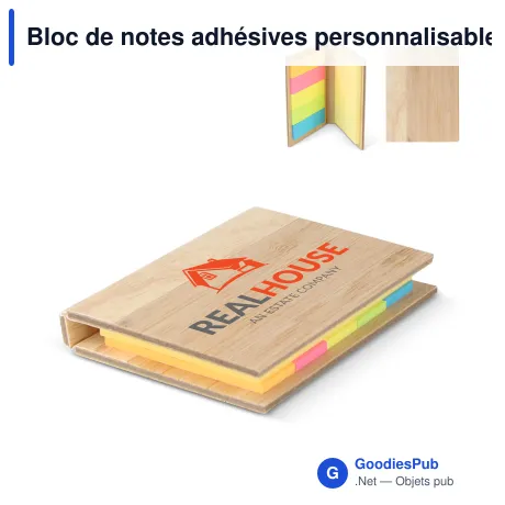 Bloc de notes adhésives personnalisable format 6 x 8,5 cm avec logo - Bambou 2