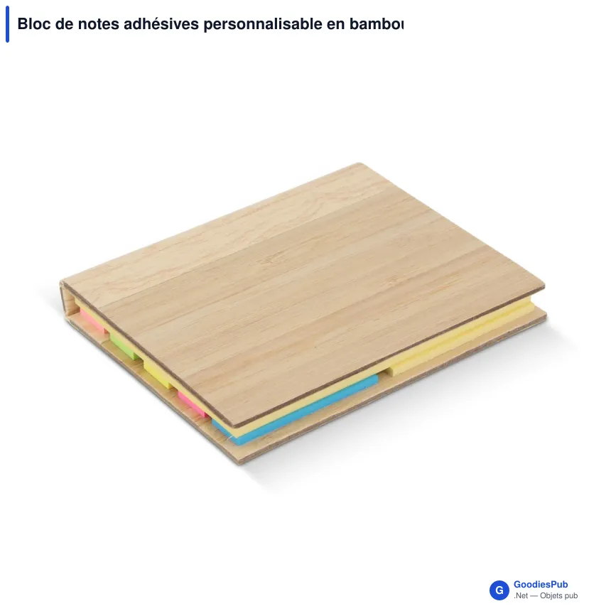 Bloc de notes adhésives personnalisable en bambou et papier avec logo - Bambou 3 - Image 2